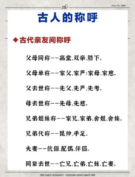 古代称呼大全_古人如何称呼长辈